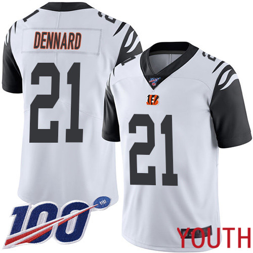 Cincinnati Bengals Limited White Youth Darqueze Dennard Jersey NFL Footballl #21 100th Season Rush Vapor Untouchable->youth nfl jersey->Youth Jersey